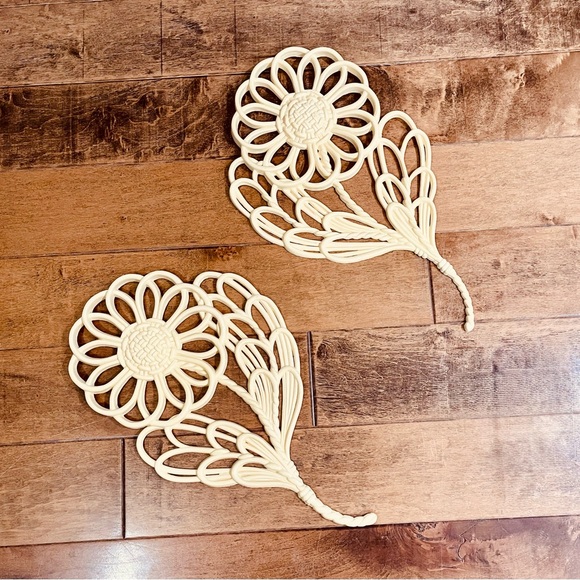 VTG Retro 1978 Burwood Products Lg White Plastic Daisy Wall Hanging Decor 2 PC - Picture 8 of 9